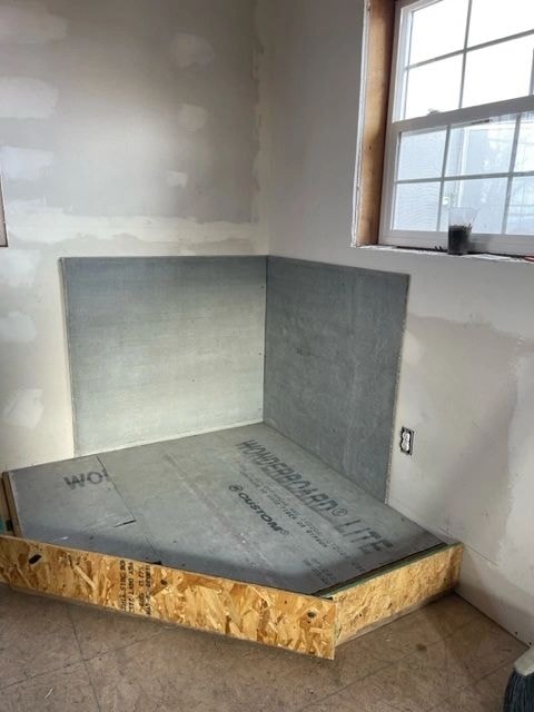 Bathroom rough-in and shower pan construction
